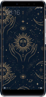 3D пластиковый матовый чехол Celestial Harmony: Sun & Moon Gold Mystic Pattern для Xiaomi Redmi S2 - 6778m-1494 изображение 