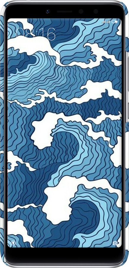 3D пластиковый матовый чехол Абстрактный рисунок морских волн для Xiaomi Redmi S2 - 6538m-1494 изображение 