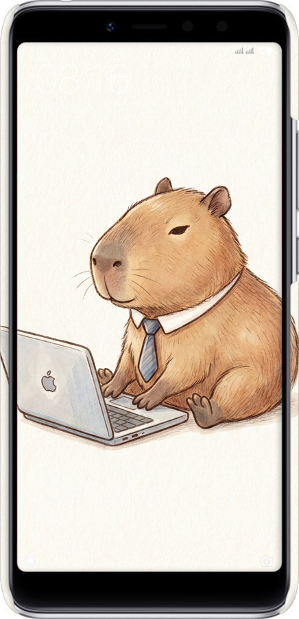 3D пластиковый матовый чехол Funny Capybara CEO Working для Xiaomi Redmi S2 - 6777m-1494 изображение 