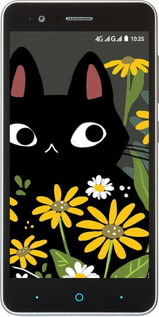 Силиконовый чехол Черный кот с цветами для ZTE A510 - 6448u-432 изображение 