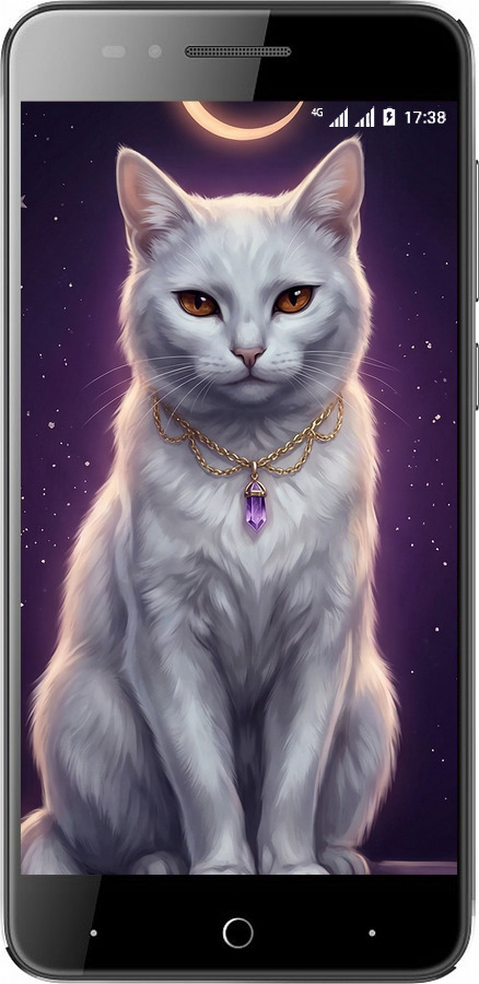 Силіконовий чехол Mystic White Cat Gothic Dark Purple Gold для ZTE A610 - 6805u-433 изображение 
