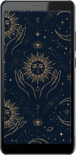 Силіконовий чехол Celestial Harmony: Sun & Moon Gold Mystic Pattern для ZTE Blade A31 Plus - 6778u-2637 изображение 
