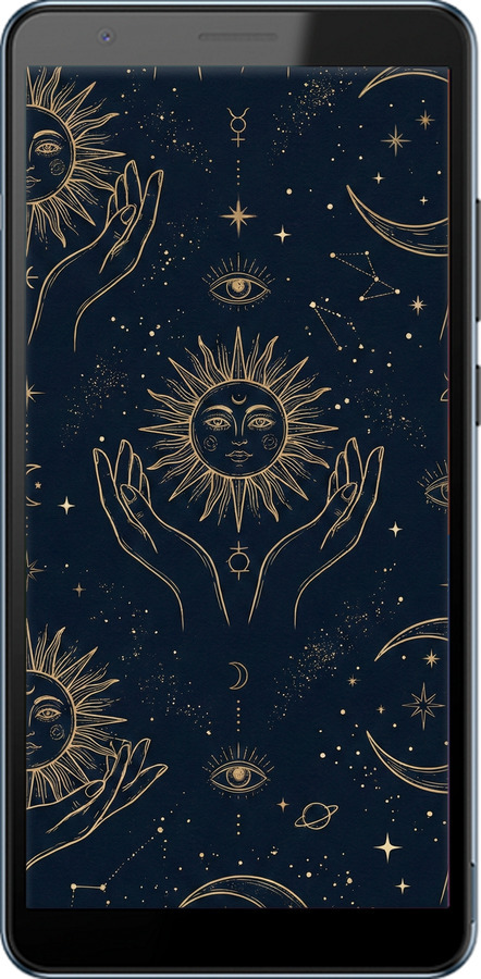 Силіконовий чехол Celestial Harmony: Sun & Moon Gold Mystic Pattern для ZTE Blade A31 Plus - 6778u-2637 изображение 
