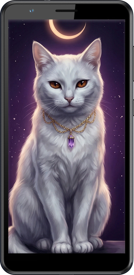 TPU чехол Mystic White Cat Gothic Dark Purple Gold для ZTE Blade A31 - 6805b-2522 изображение 