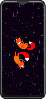 Силиконовый чехол Лисички в космосе для ZTE Blade A34 - 4519u-3989 изображение 