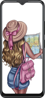 Силиконовый чехол Девушка с картой для ZTE Blade A34 - 4704u-3989 изображение 