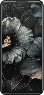 Силиконовый чехол Черные цветы для ZTE Blade A34 - 6031u-3989 изображение 