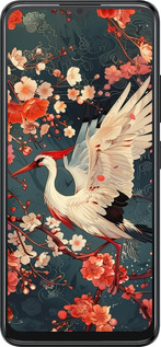 Силиконовый чехол Сакура и аист для ZTE Blade A34 - 6108u-3989 изображение 