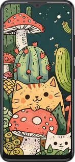 Силиконовый чехол Коты грибы для ZTE Blade A34 - 6321u-3989 изображение 
