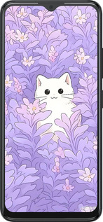 Силиконовый чехол Котик в цветах для ZTE Blade A34 - 6390u-3989 изображение 