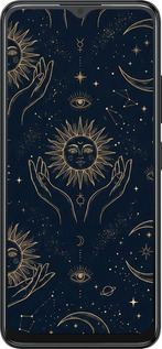 Силиконовый чехол Celestial Harmony: Sun & Moon Gold Mystic Pattern для ZTE Blade A34 - 6778u-3989 изображение 