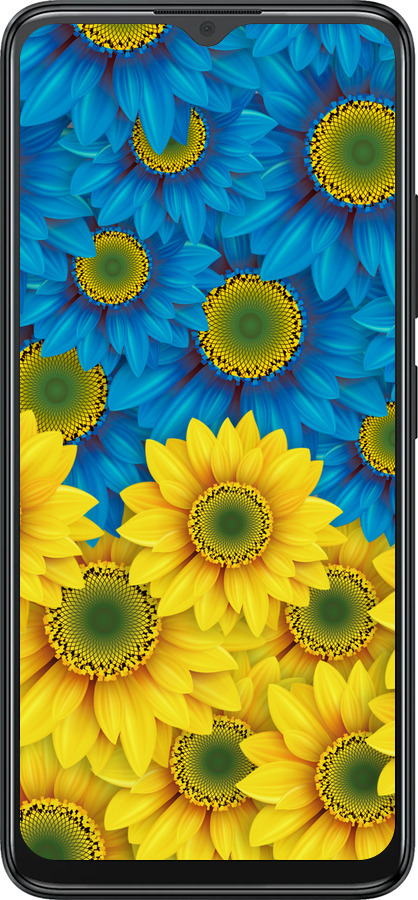 Силиконовый чехол Жёлто-голубые цветы для ZTE Blade A34 - 1048u-3989 изображение 