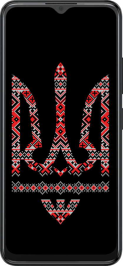 Силиконовый чехол Герб - вышиванка на черном фоне для ZTE Blade A34 - 1196u-3989 изображение 