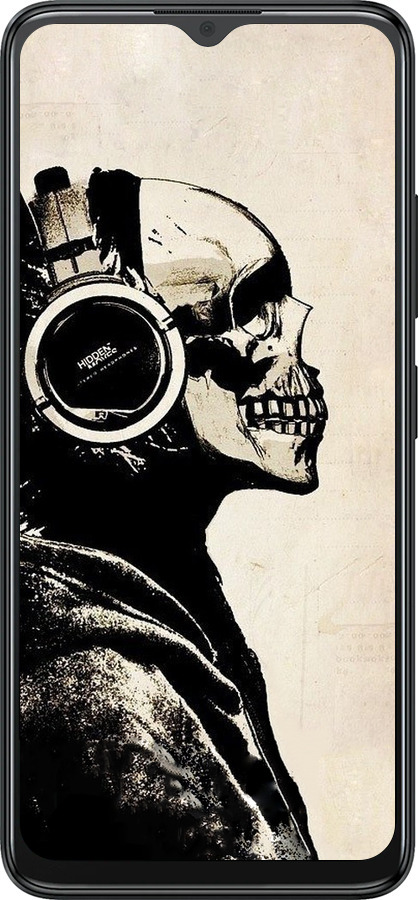 Силиконовый чехол Скелет-меломан v2 для ZTE Blade A34 - 1200u-3989 изображение 