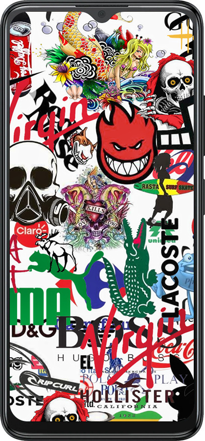 Силиконовый чехол Many different logos для ZTE Blade A34 - 4022u-3989 изображение 