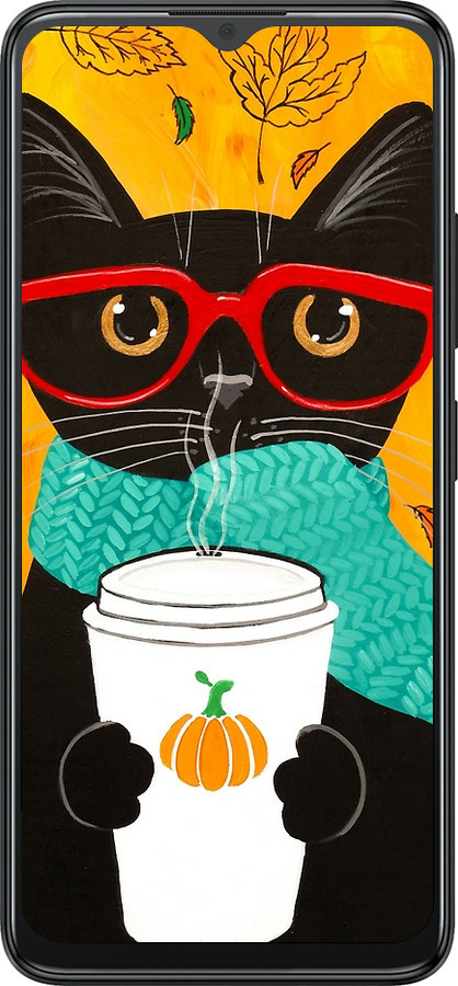 Силиконовый чехол Осенний кот для ZTE Blade A34 - 4026u-3989 изображение 