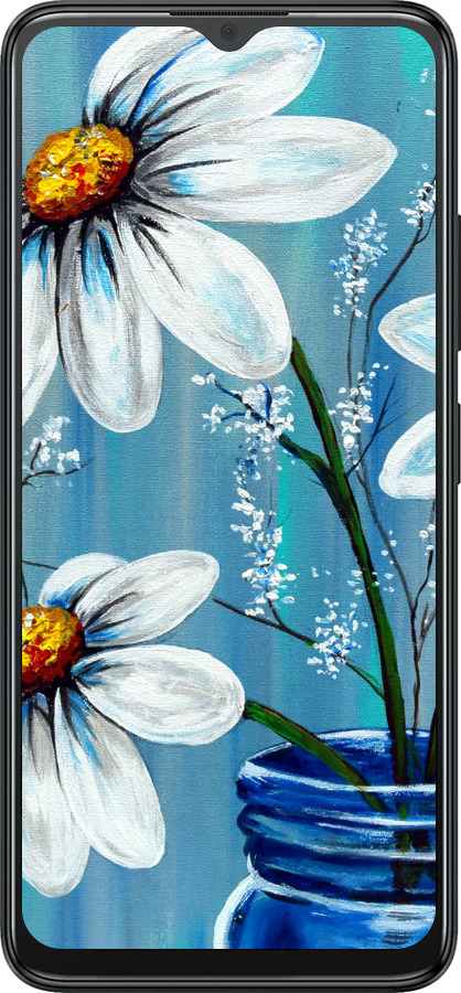 Силиконовый чехол Красивые арт-ромашки для ZTE Blade A34 - 4031u-3989 изображение 