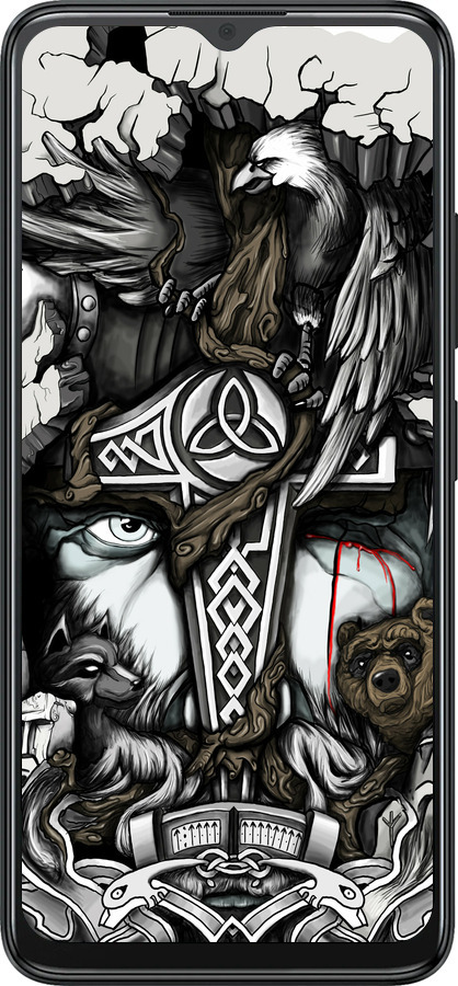 Силіконовий чехол Тату Вікінг для ZTE Blade A34 - 4098u-3989 изображение 