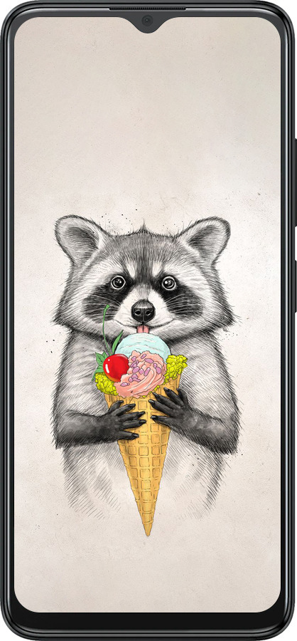 Силиконовый чехол Енотик с мороженым для ZTE Blade A34 - 4602u-3989 изображение 