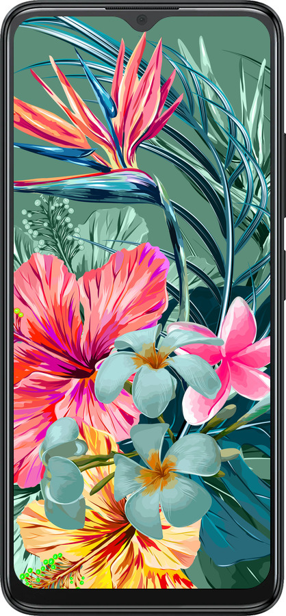 Силиконовый чехол Тропические цветы v1 для ZTE Blade A34 - 4667u-3989 изображение 
