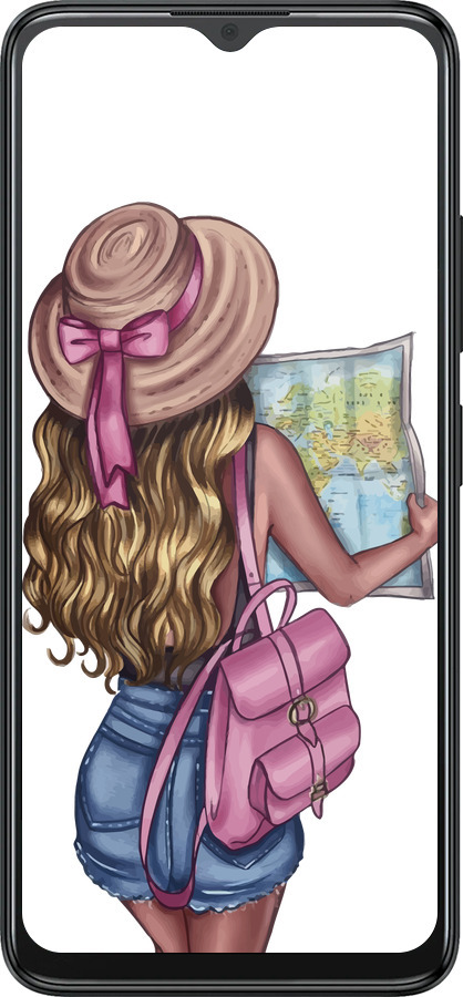 Силиконовый чехол Девушка с картой для ZTE Blade A34 - 4704u-3989 изображение 