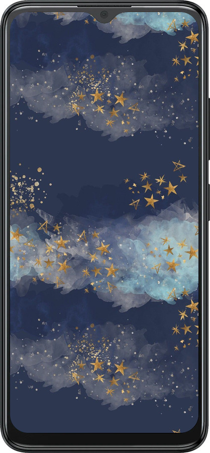 Силіконовий чехол Ніч золоті зірки для ZTE Blade A34 - 5421u-3989 изображение 