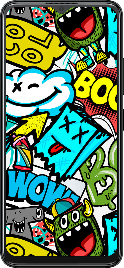 Силиконовый чехол Стикеры v4 для ZTE Blade A34 - 5508u-3989 изображение 