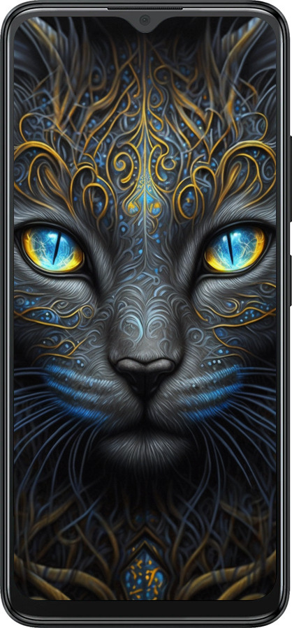 Силиконовый чехол Кошка для ZTE Blade A34 - 5548u-3989 изображение 