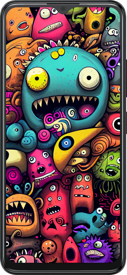 Силіконовий чехол Смішні монстри для ZTE Blade A34 - 5549u-3989 изображение 