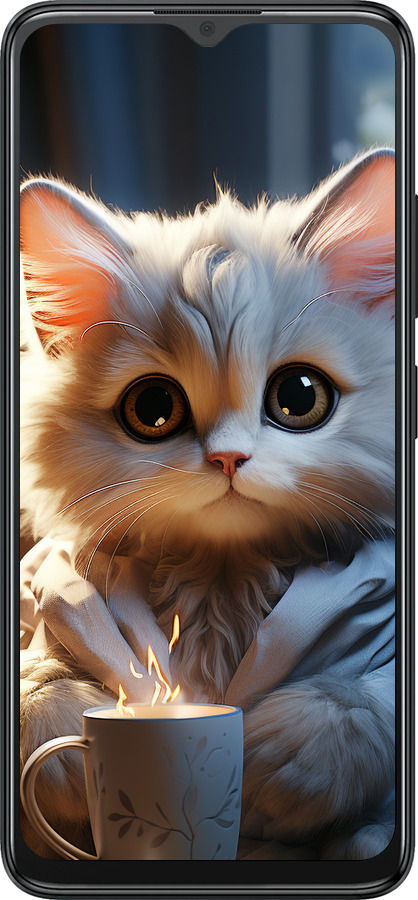 Силіконовий чехол Білий кіт для ZTE Blade A34 - 5646u-3989 изображение 