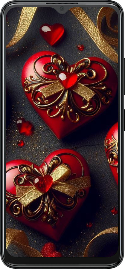 Силиконовый чехол Сердечки v4 для ZTE Blade A34 - 5834u-3989 изображение 