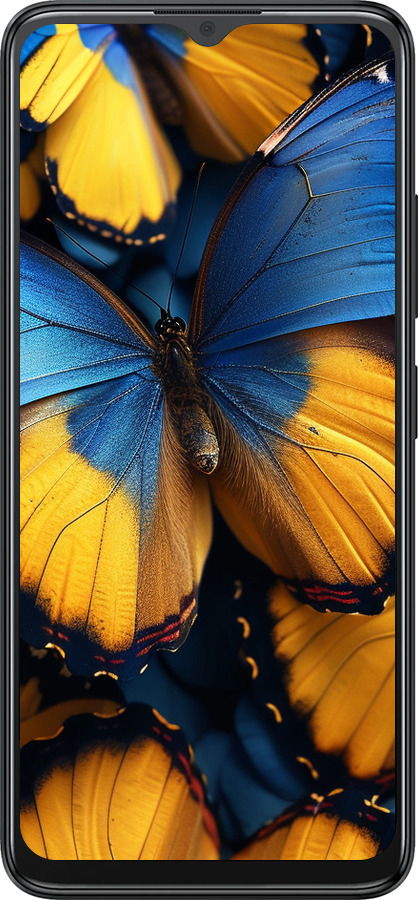 Силиконовый чехол Желто-голубые бабочки для ZTE Blade A34 - 6046u-3989 изображение 