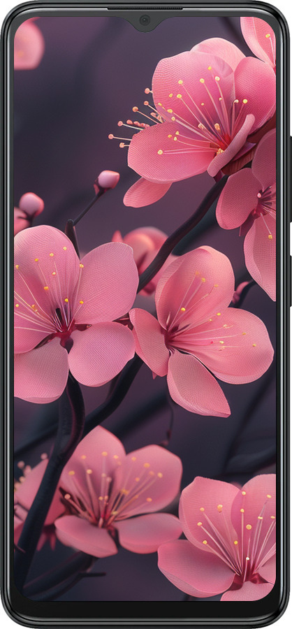 Силіконовий чехол Пурпурова сакура для ZTE Blade A34 - 6075u-3989 изображение 