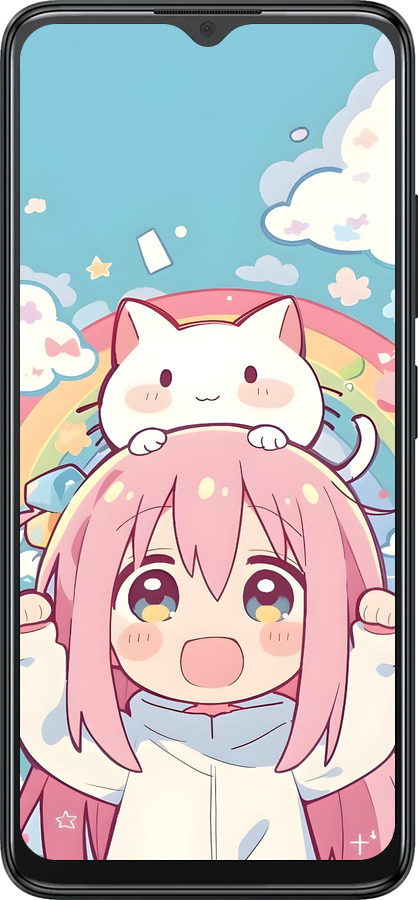 Силиконовый чехол Девочка аниме радуга для ZTE Blade A34 - 6304u-3989 изображение 