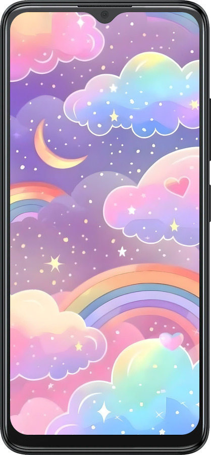 Силиконовый чехол Облака и радуга для ZTE Blade A34 - 6312u-3989 изображение 