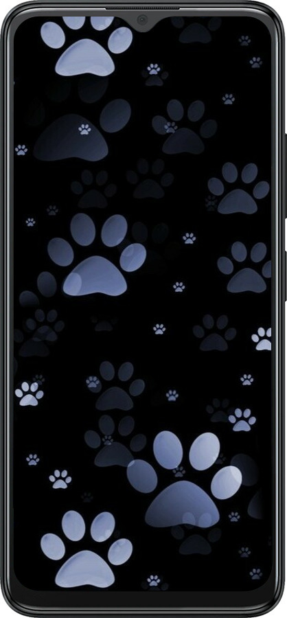 Силиконовый чехол С синими отпечатками лап для ZTE Blade A34 - 6441u-3989 изображение 