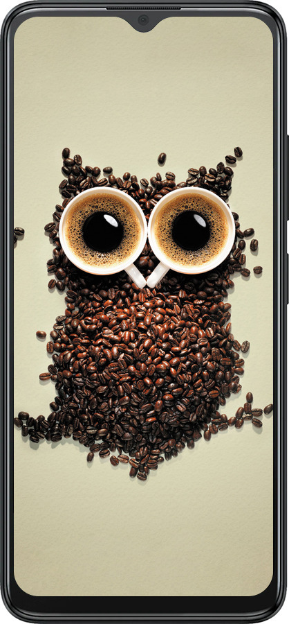 Силиконовый чехол Сова из кофе для ZTE Blade A34 - 777u-3989 изображение 