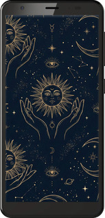 Силиконовый чехол Celestial Harmony: Sun & Moon Gold Mystic Pattern для ZTE Blade A5 2019 - 6778u-2109 изображение 