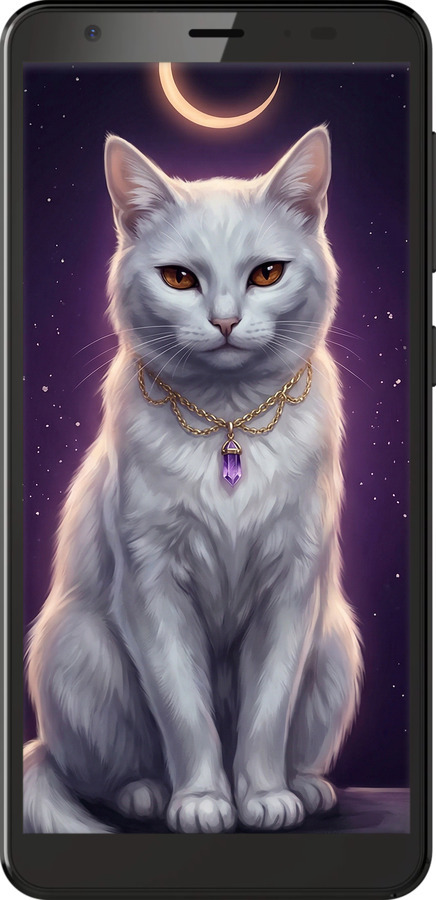 Силиконовый чехол Mystic White Cat Gothic Dark Purple Gold для ZTE Blade A5 2019 - 6805u-2109 изображение 
