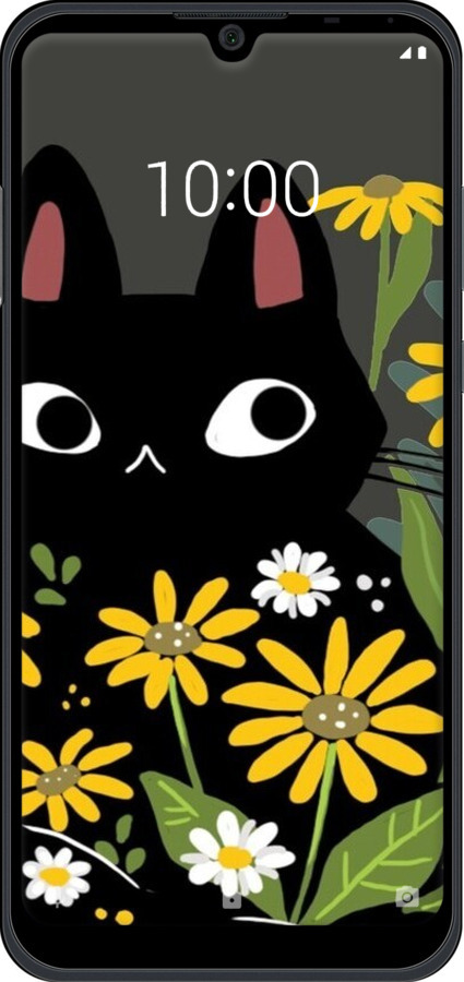 TPU чехол Черный кот с цветами для ZTE Blade A5 2020 - 6448b-2111 изображение 