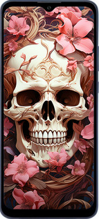 Силиконовый чехол Череп в розовых цветах для ZTE Blade A51 - 5965u-2506 изображение 