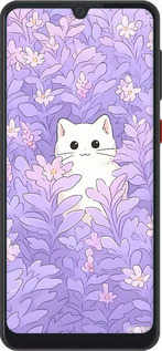 Силиконовый чехол Котик в цветах для ZTE Blade A7 2019 - 6390u-2110 изображение 
