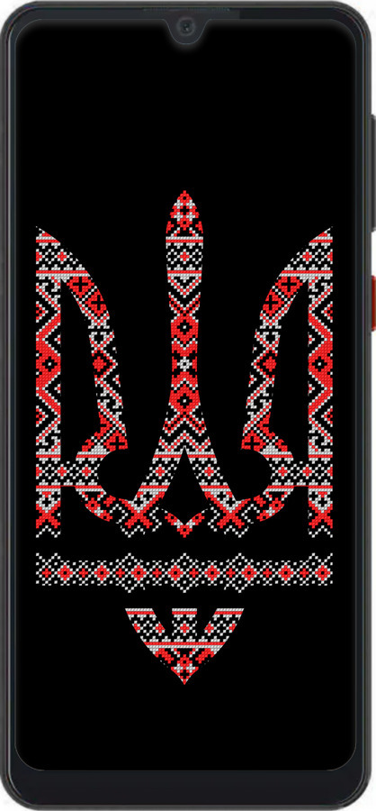 Силиконовый чехол Герб - вышиванка на черном фоне для ZTE Blade A7 2019 - 1196u-2110 изображение 