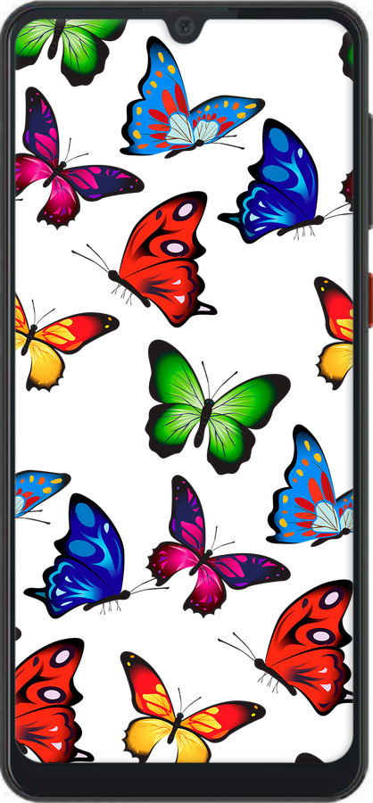 Силиконовый чехол Красочные мотыльки для ZTE Blade A7 2019 - 4761u-2110 изображение 