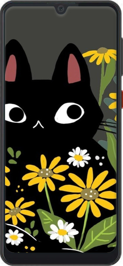 Силиконовый чехол Черный кот с цветами для ZTE Blade A7 2019 - 6448u-2110 изображение 