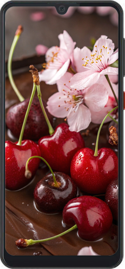 Силиконовый чехол Вишня в шоколаде для ZTE Blade A7 2019 - 6698u-2110 изображение 