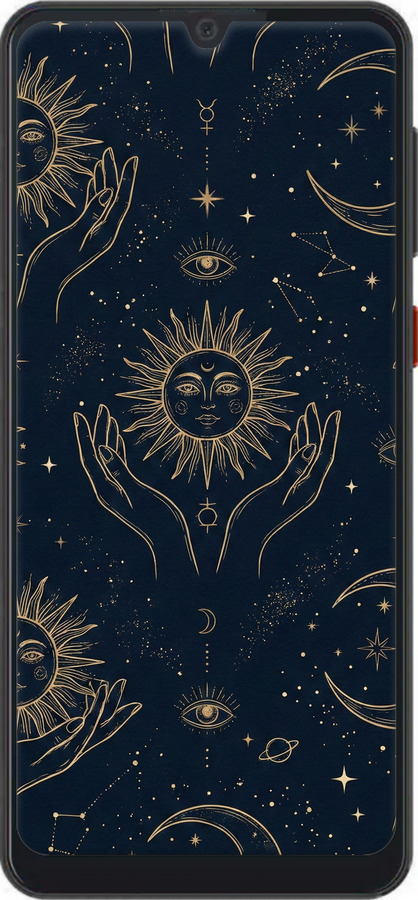 Силиконовый чехол Celestial Harmony: Sun & Moon Gold Mystic Pattern для ZTE Blade A7 2019 - 6778u-2110 изображение 