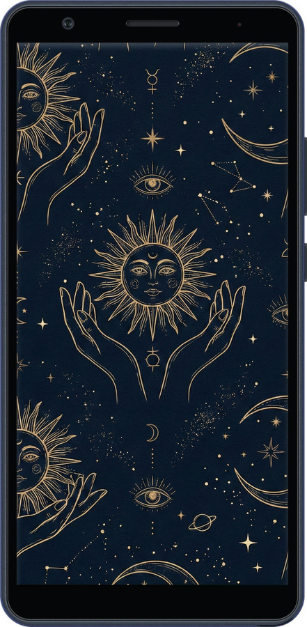 Силиконовый чехол Celestial Harmony: Sun & Moon Gold Mystic Pattern для ZTE Blade L210 - 6778u-2453 изображение 