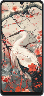 Силиконовый чехол Аист в цвету сакуры для ZTE Blade V50 Vita - 6109u-3813 изображение 