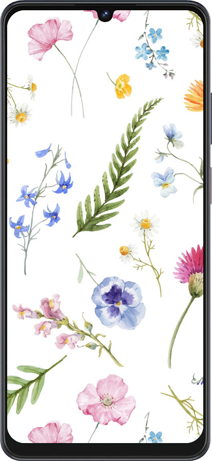 Силиконовый чехол Цветочный фон v2 для ZTE Blade V50 Vita - 5472u-3813 изображение 